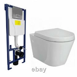 RAK Resort RIMLESS Wall Hung Toilet Pan & Concealed Frame Cistern & Flush Plate