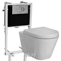 RAK Resort Rimless Toilet WC Pan & Soft Close Seat Wall Hung Dual Cistern Frame