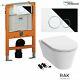 Rak Resort Rimless Wall Hung Toilet Pan Concealed Cistern Frame Cp Flush Button