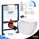 Rak Resort Rimless Wall Hung Toilet Pan, Grohe 0.82m Concealed Cistern Wc Frame