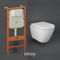 RAK Resort Rimless Wall Hung Toilet + Wrapover Seat + Ecofix Frame