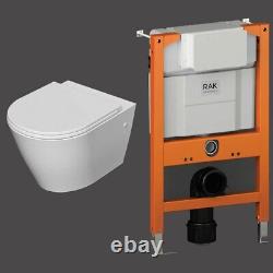 RAK Resort Rimless Wall Hung Toilet with Ecofix 820mm Toilet Frame Slim Sandwi