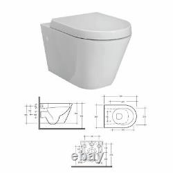 RAK Rimless Wall Hung Toilet Pan SLIMLINE Seat Dual Flush Cistern Adjust Frame