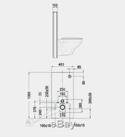 RAK Wall Hung BTW Toilet Pan Black Glass Back To Wall WC Unit Dual Flush Cistern