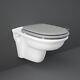 Rak Washington Rimless Wall Hung Toilet 560mm Grey Soft Close Wood Seat