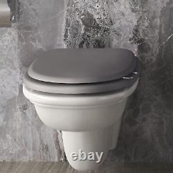 RAK Washington Wall Hung Toilet 560mm Projection Grey Soft Close Wood Seat