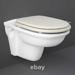 RAK Washington Wall Hung Toilet Greige Soft Close Wood Seat