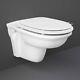 Rak Washington Wall Hung Toilet White Soft Close Wood Seat