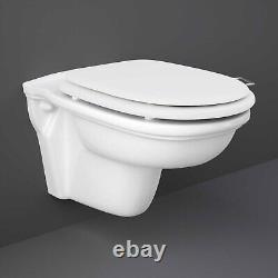 RAK Washington Wall Hung Toilet White Soft Close Wood Seat