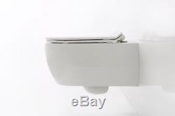 RIMLESS Compact D Shape Wall Hung Toilet WC Soft Close SLIM Seat Space Saver 485