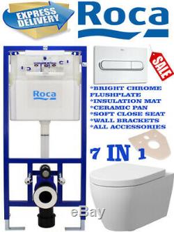 ROCA WC DUPLO PRO WC Frame, Flush Plate, WC Pan, soft close seat, brackets 7in1