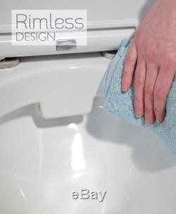 Rak Resort Designer Wall Hung Rimless Toilet WC + ROCA Frame Cistern & Button