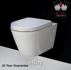 Rak Resort Designer Wall Hung Rimless Toilet WC + ROCA Frame Cistern & Button