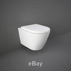 Rak Resort Rimless D Wall Hung D Shaped Toilet Pan with Soft Close Seat