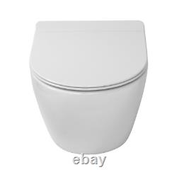 Rimless Anas Compact Toilet Wall Hung Pan Hidden Fittings & Slim Soft Close Seat