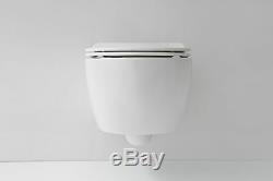 Rimless D Shape Wall Hung Compact Toilet WC Soft Close SLIM Seat Space Saver 485