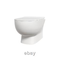 Rimless D Shaped Wall Hung Toilet Pan with Soft Close Toilet Seat White