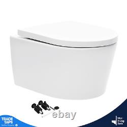 Rimless D Wall Hung Toilet Pan, Seat & GROHE 1.13m Concealed Cistern Frame WC