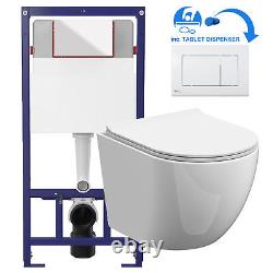 Rimless ECO Wall Hung Pan & Soft Close Seat Toilet & Flush Plate Sets