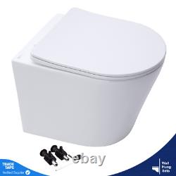 Rimless ECO Wall Hung Toilet Pan, Seat & 1.12m Concealed Cistern Frame WC Plate