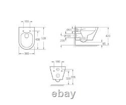 Rimless ECO Wall Hung Toilet Pan, Seat & GROHE 0.82m Low Height Cistern WC Frame