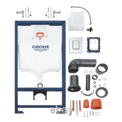 Rimless ECO Wall Hung Toilet Pan, Seat & GROHE 1.13m Low Height Cistern WC Frame
