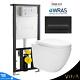 Rimless Eco Wall Hung Toilet Pan, Seat & Vitra Concealed Wc Cistern Frame, Plate