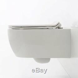 Rimless Modern D Shape Wall Hung Mounted Toilet WC Pan Soft Close Slim Seat 545