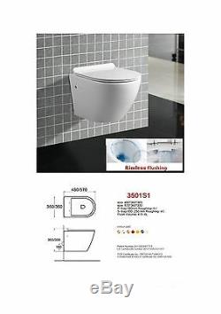 Rimless Resort Compact D Shape Wall Hung Toilet WC Soft Close Seat