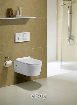 Rimless Resort Compact SLIM Shape Wall Hung Toilet WC Soft Close Seat