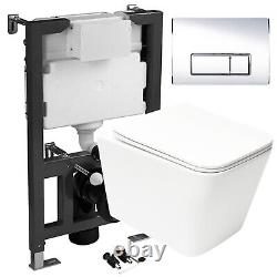 Rimless Square Wall Hung Toilet & 0.82m 1.0m Low Height Cistern WC Frame