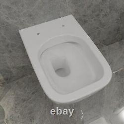 Rimless Square Wall Hung Toilet UF Soft Close Seat 1.14M Concealed Cistern Frame