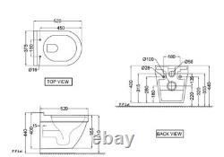 Rimless Toilet Wall Hung Pan Roca 0.82 Frame Concealed Cistern Matt Black Plate