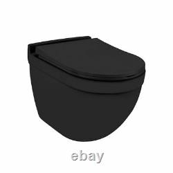 Rimless Toilet Wall Hung Pan Roca 1.12 Frame Concealed Cistern Matt Black Plate