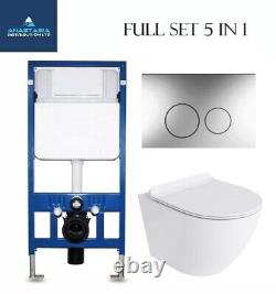 Rimless Toilet Wall Hung Pan Wc Frame 1095mm Chrome Concealed Cistern