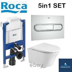 Rimless Toilet Wall Hung Roca Wc Frame 0.82 Under Window Chrome Flush Plate