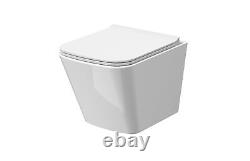 Rimless Wall Hung Square Toilet Pan & Soft Close Seat 325mm x 350mm x 480mm