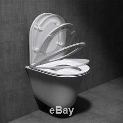Rimless Wall Hung Toilet D Shape WC Pan With Soft Close Seat