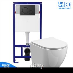 Rimless Wall Hung Toilet Pan Frame 1.12m Concealed Cistern WC Dual Flush Plate
