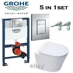 Rimless Wall Hung Toilet Pan Grohe Wc Frame 0.82 Soft Close Seat 3877320A