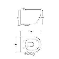 Rimless Wall Hung Toilet Pan, Seat & 1.13m Concealed Cistern Frame WC Black