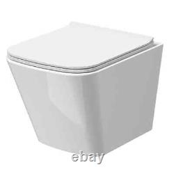 Rimless Wall Hung Toilet Pan, Seat & 1.13m Concealed Cistern Frame WC Bronze