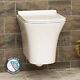 Rimless Wall Hung Toilet Pan & Seat Dual Cistern Frame Unit Gold Flush Plate