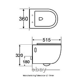 Rimless Wall Hung Toilet Pan Seat & Dual Cistern Frame WC White Flush Plate