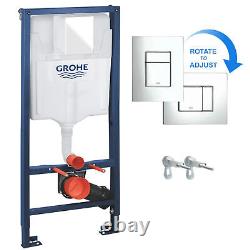 Rimless Wall Hung Toilet Pan, Seat & GROHE 1.13m Concealed Cistern Frame WC