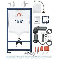 Rimless Wall Hung Toilet Pan, Seat & GROHE 1.13m Concealed Cistern Frame WC