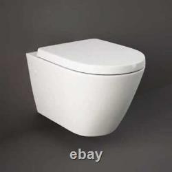 Rimless Wall Hung Toilet Pan Seat & Grohe Wc Frame Matt Black Flush Plate