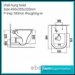 Rimless Wall Hung Toilet Pan + Soft Close Toilet Seat