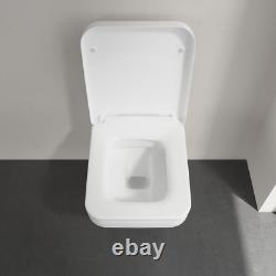 Rimless Wall Hung Toilet Pan Square + Soft Close Toilet Seat Bathroom