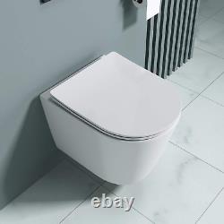 Rimless Wall Hung Toilet, Short Projection, WC Pan with Soft Close Seat